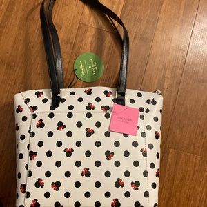 Disney X Kate Spade New York Minnie Mouse Black Polka Dot Tote Bag Purse